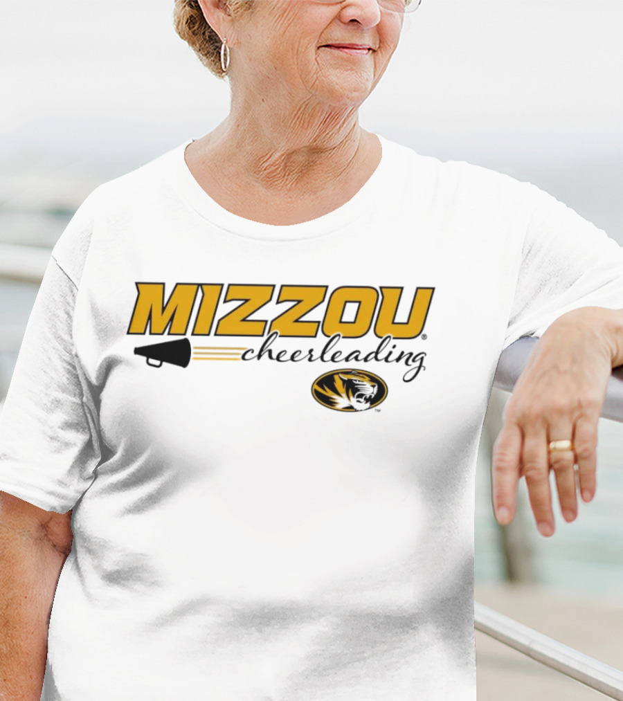 Mizzou Cheerleading Megaphone Oval Tiger Head T-Shirt