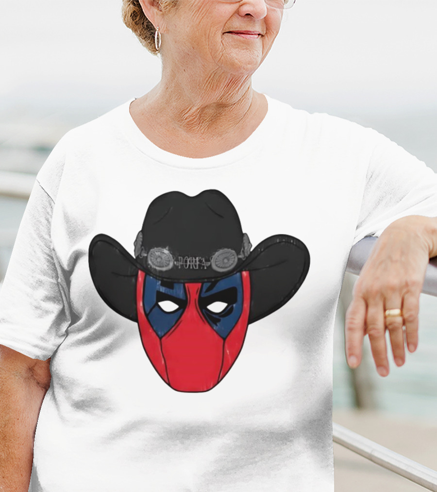 Por Favor Porfapool Deadpool Cowboy Hat Mask T-Shirt