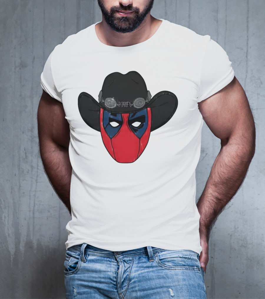 Por Favor Porfapool Deadpool Cowboy Hat Mask T-Shirt