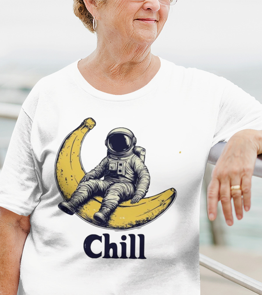 Astronaut Chill Sit On Moon Banana T-Shirt