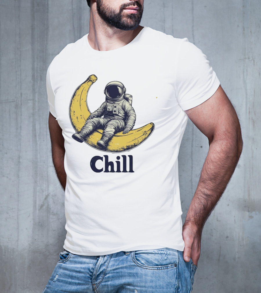 Astronaut Chill Sit On Moon Banana T-Shirt