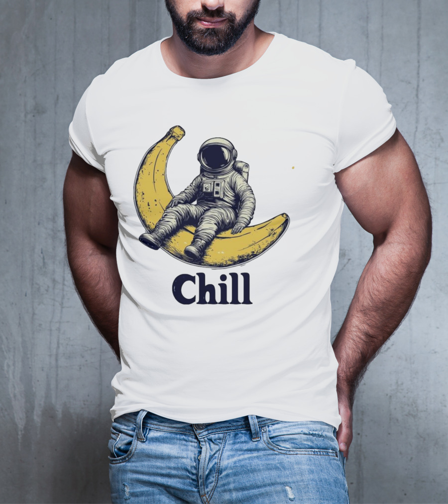 Astronaut Chill Sit On Moon Banana T-Shirt