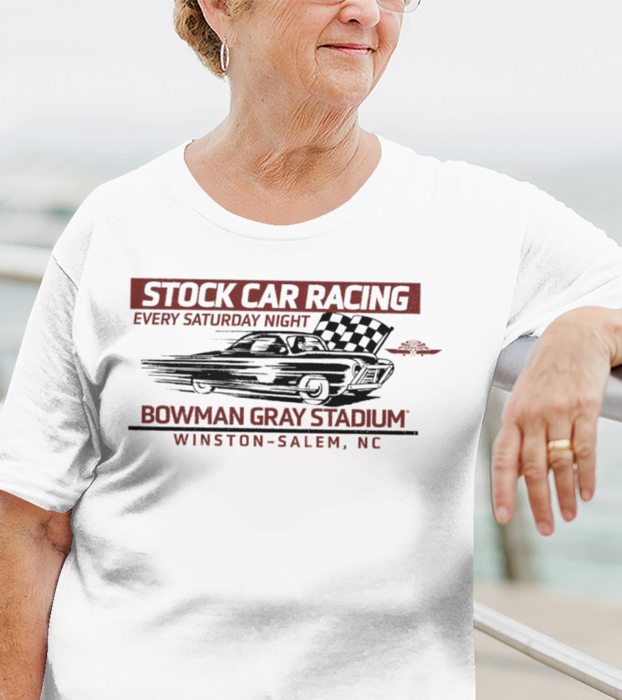 Stock Car Racing Every Saturday Night Bowman Gray Stadium Winston-Salem NC Vintage Checkered Flag T-Shirt