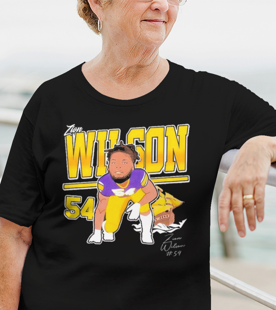 Zion Wilson 54 East Carolina Pirates Cartoon Football Player T-Shirt