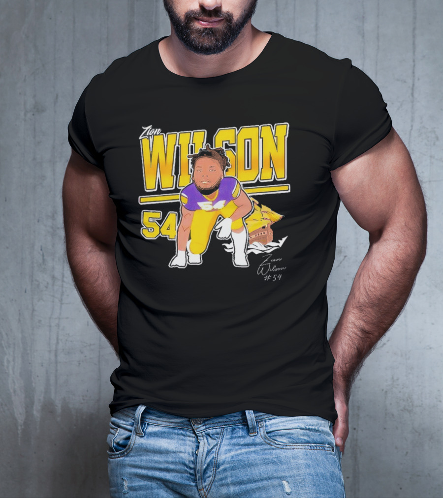 Zion Wilson 54 East Carolina Pirates Cartoon Football Player T-Shirt
