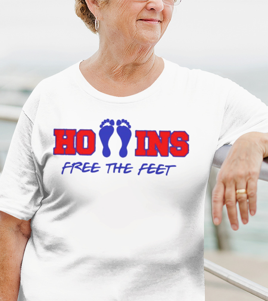Hollins Free The Feet With Red And Blue Footprints T-Shirt