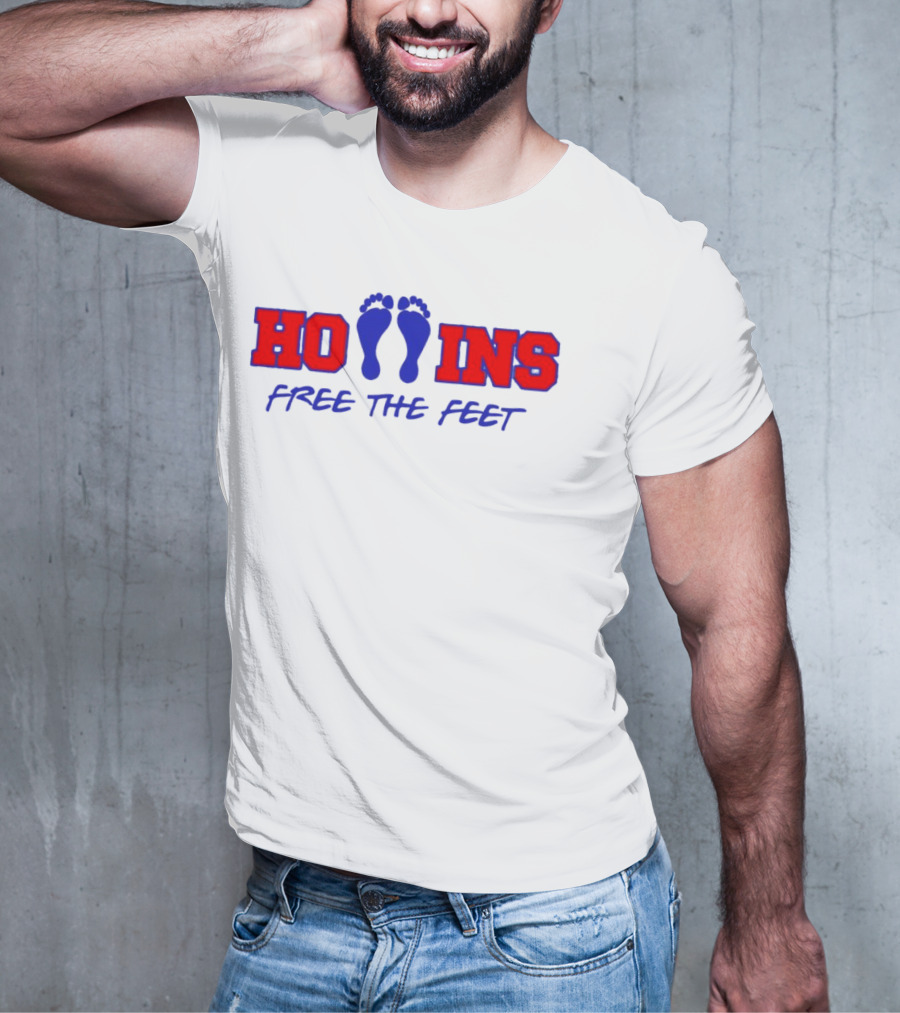 Hollins Free The Feet With Red And Blue Footprints T-Shirt