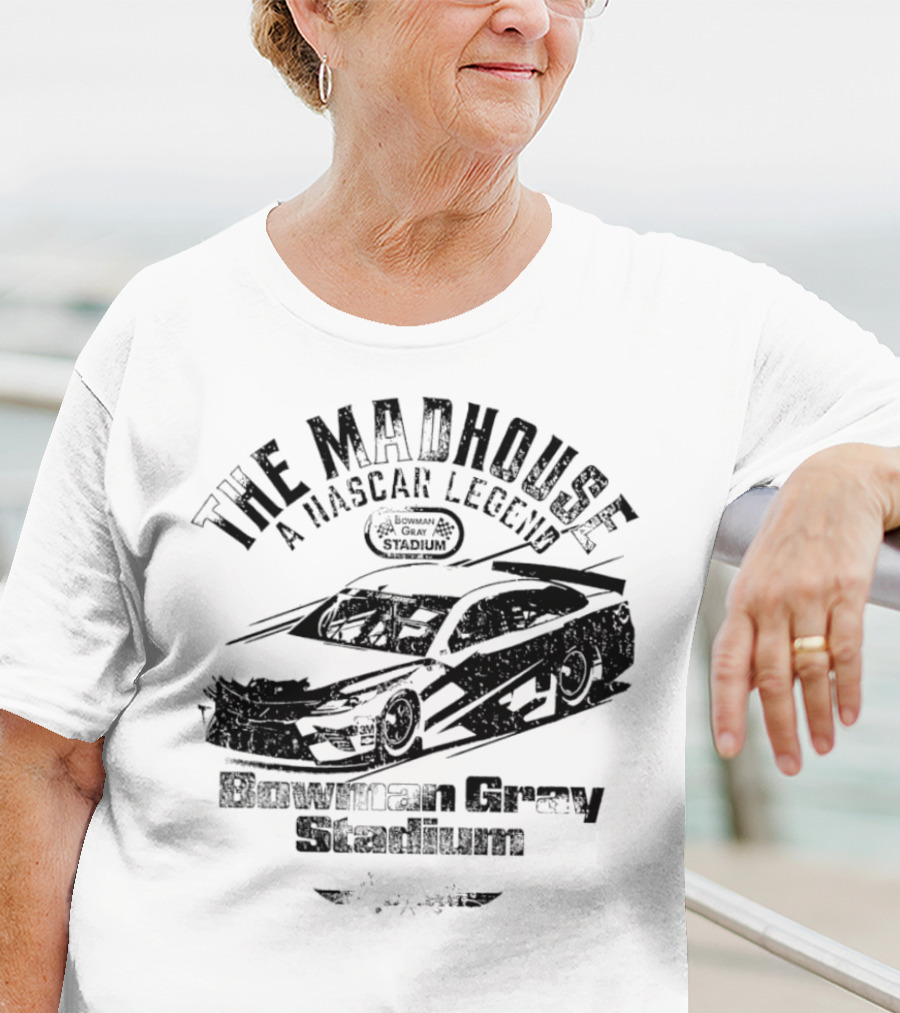 The Madhouse A NASCAR Legend Car Graphic Bowman Gray Stadium T-Shirt