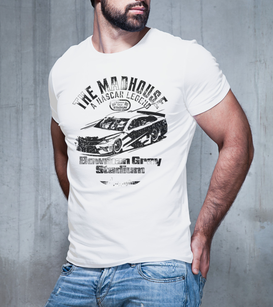 The Madhouse A NASCAR Legend Car Graphic Bowman Gray Stadium T-Shirt