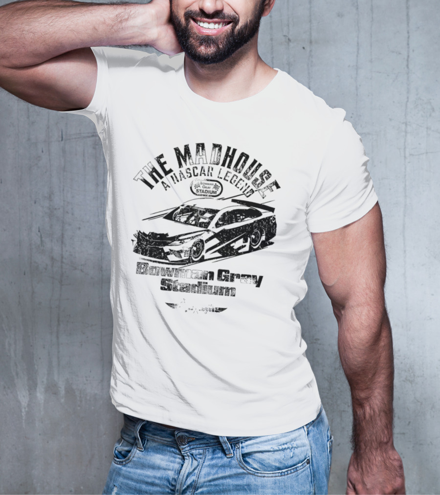 The Madhouse A NASCAR Legend Car Graphic Bowman Gray Stadium T-Shirt