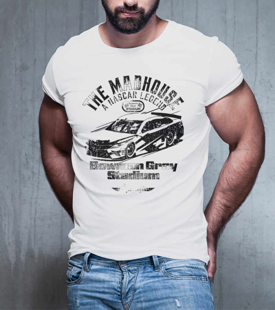 The Madhouse A NASCAR Legend Car Graphic Bowman Gray Stadium T-Shirt
