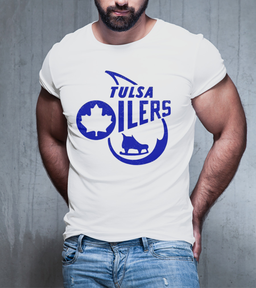 Tulsa Oilers 1982 Maple Leaf Ice Skate T-Shirt