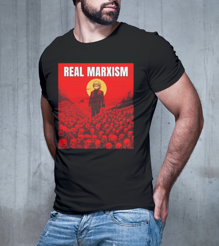 Karl Marx Real Marxism Surrounded By Skulls T-Shirt
