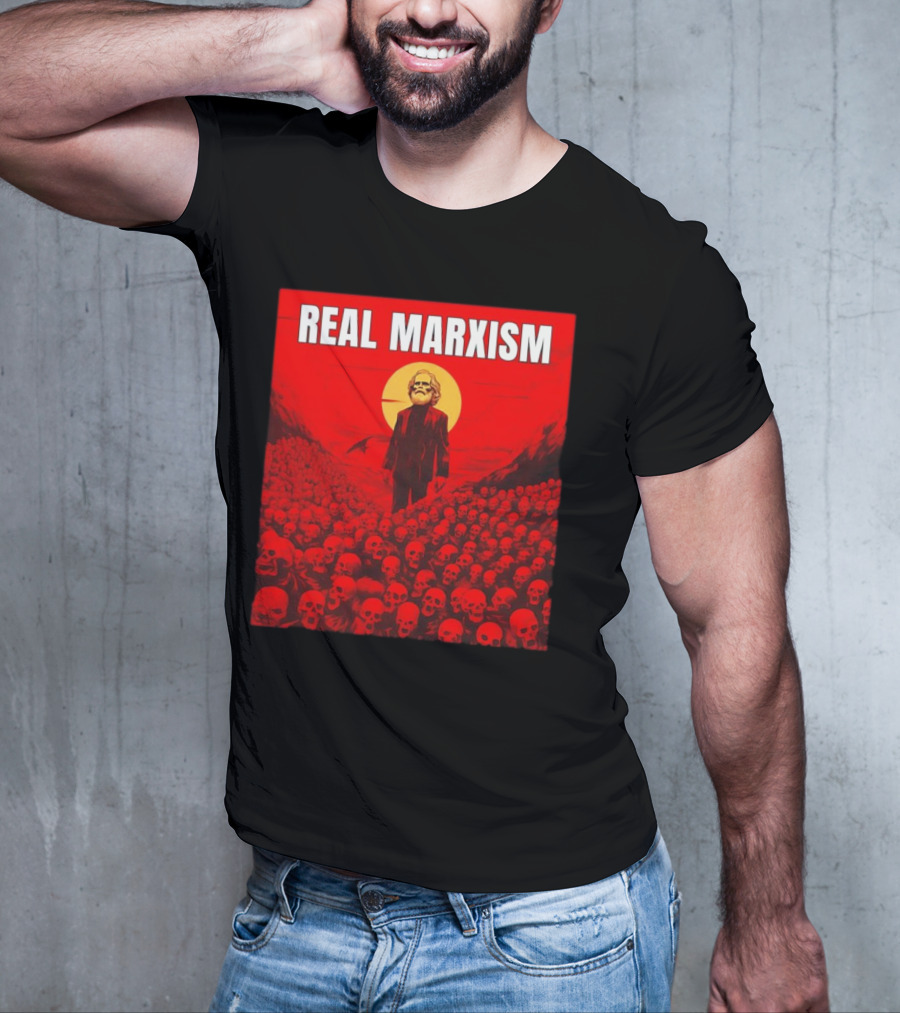 Karl Marx Real Marxism Surrounded By Skulls T-Shirt
