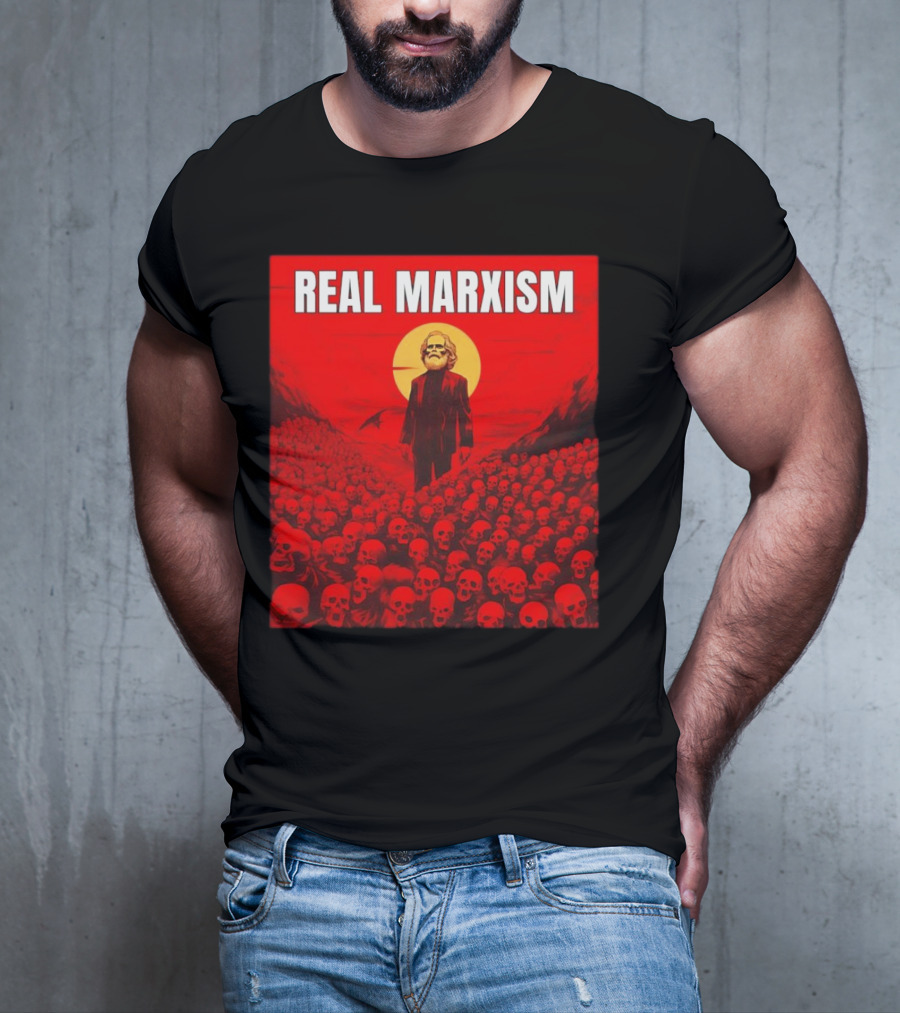 Karl Marx Real Marxism Surrounded By Skulls T-Shirt