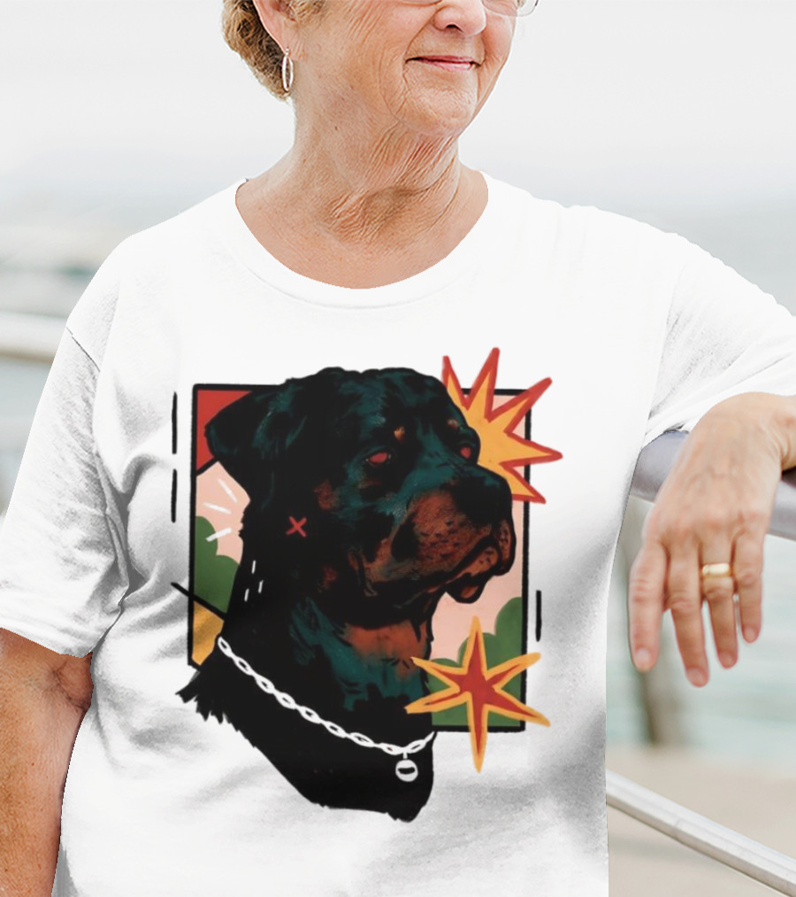 Rottweiler Pop Art Style With Starburst Elements T-Shirt