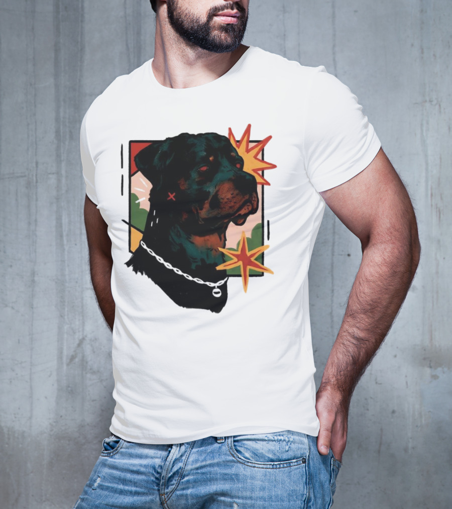 Rottweiler Pop Art Style With Starburst Elements T-Shirt