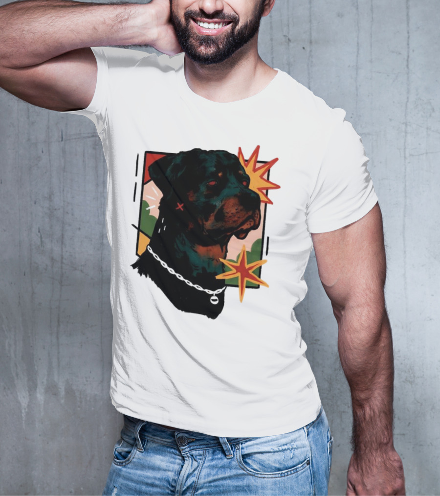 Rottweiler Pop Art Style With Starburst Elements T-Shirt
