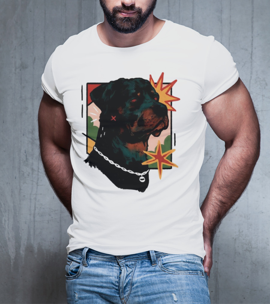 Rottweiler Pop Art Style With Starburst Elements T-Shirt