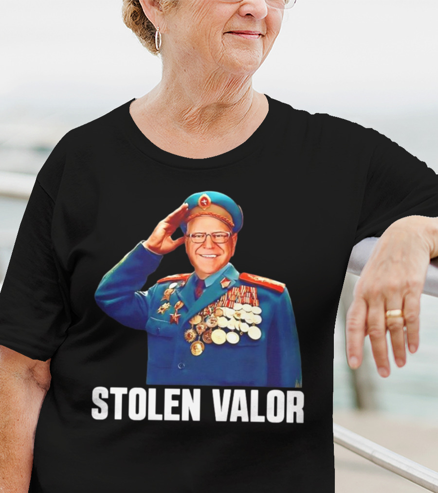 Tim Walz Stolen Valor Soviet Military Outfit Political Conservative T-Shirt