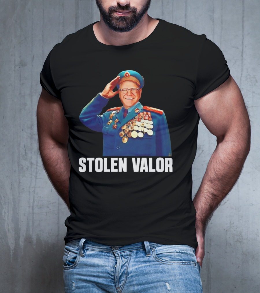 Tim Walz Stolen Valor Soviet Military Outfit Political Conservative T-Shirt