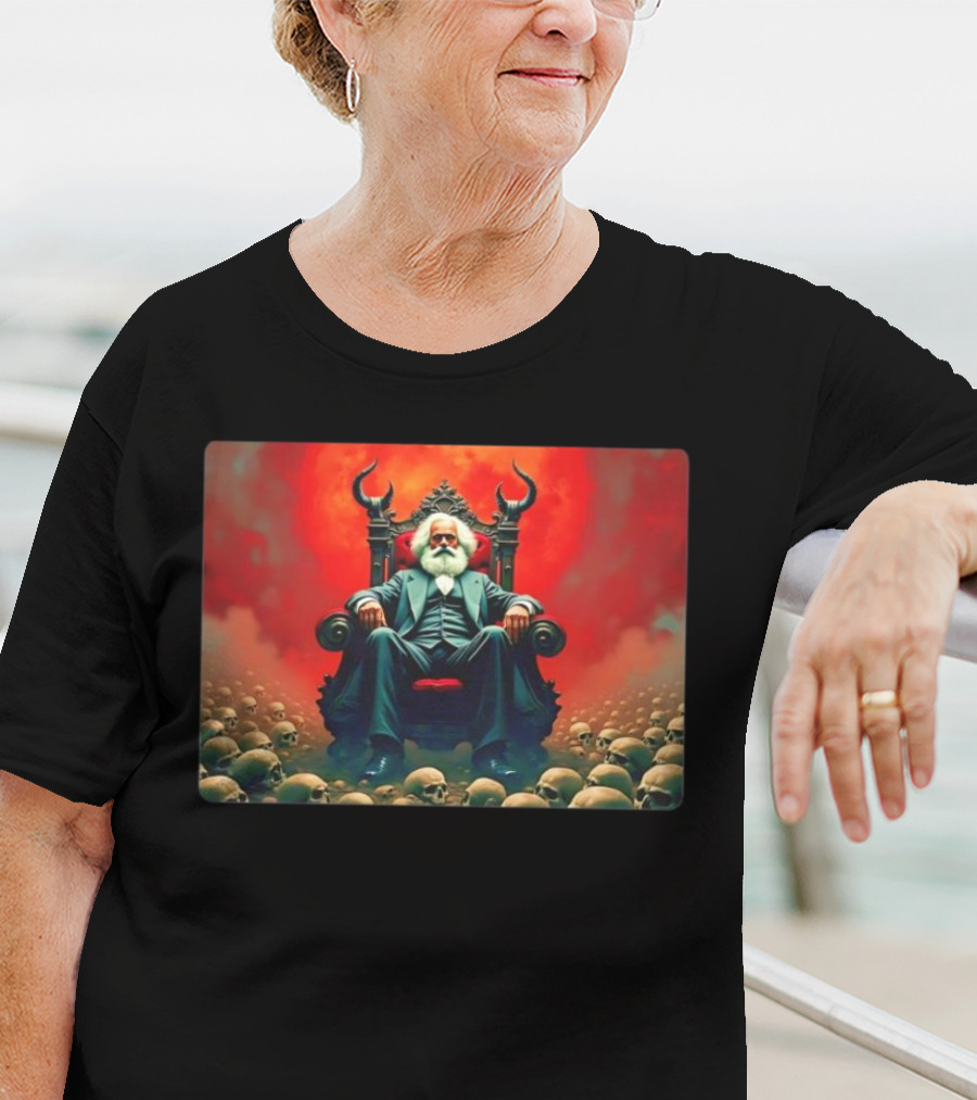 Communists Want To Abolish Intellectual Property Karl Marx Throne Of Skulls And Flames T-Shirt