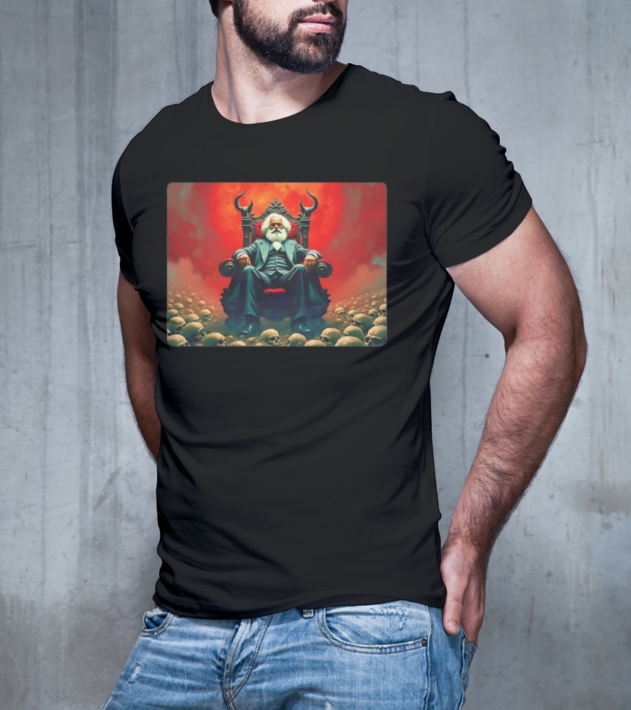 Communists Want To Abolish Intellectual Property Karl Marx Throne Of Skulls And Flames T-Shirt