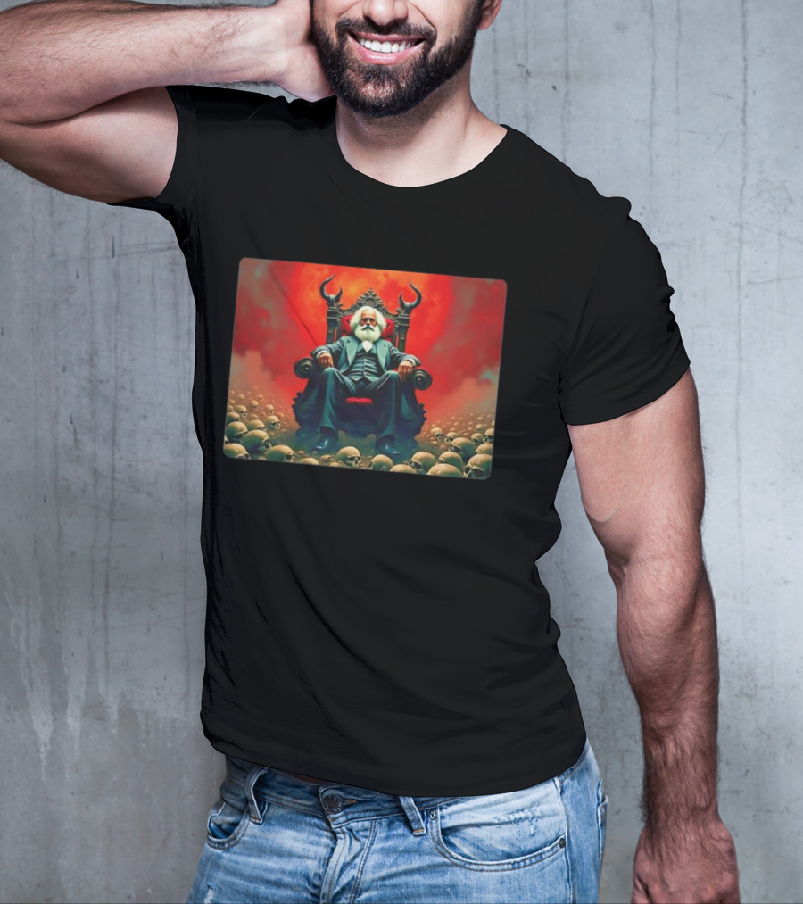 Communists Want To Abolish Intellectual Property Karl Marx Throne Of Skulls And Flames T-Shirt