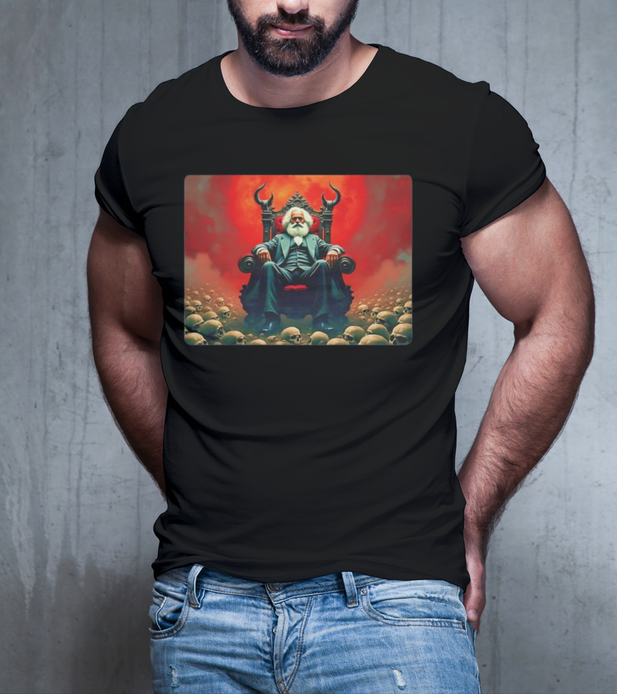 Communists Want To Abolish Intellectual Property Karl Marx Throne Of Skulls And Flames T-Shirt
