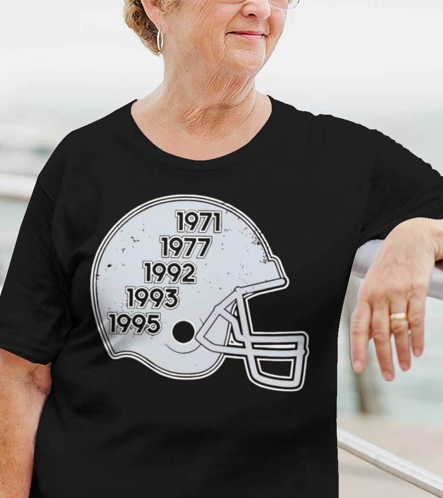 Dallas Cowboys Glory Years 5 Times Helmet 1971 1977 1992 1993 1995 T-Shirt