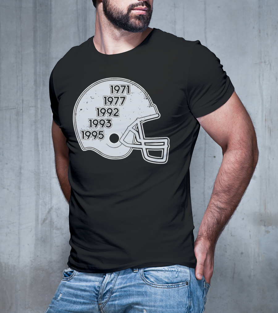 Dallas Cowboys Glory Years 5 Times Helmet 1971 1977 1992 1993 1995 T-Shirt