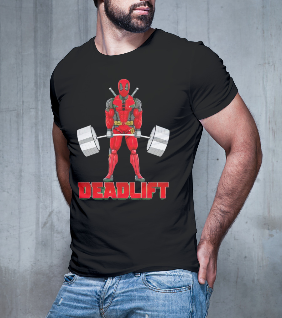Deadpool Deadlift Gym Fitness Comic Character Strength Training T-Shirt