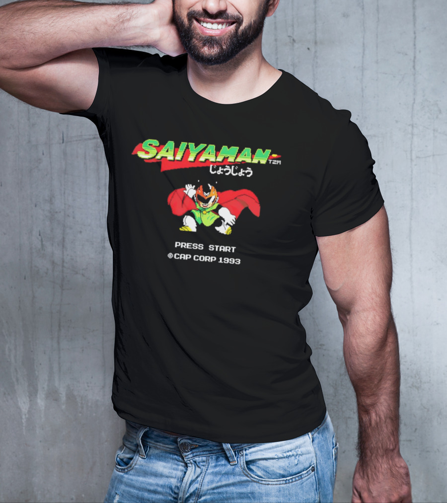 SAIYAMAN Press Start ©CAP CORP 1993 Vintage Game Gohan Rocks T-Shirt