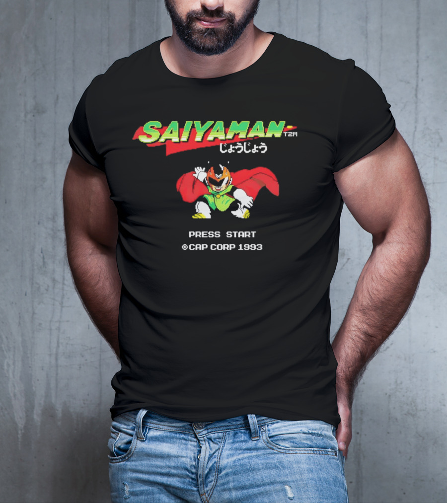 SAIYAMAN Press Start ©CAP CORP 1993 Vintage Game Gohan Rocks T-Shirt
