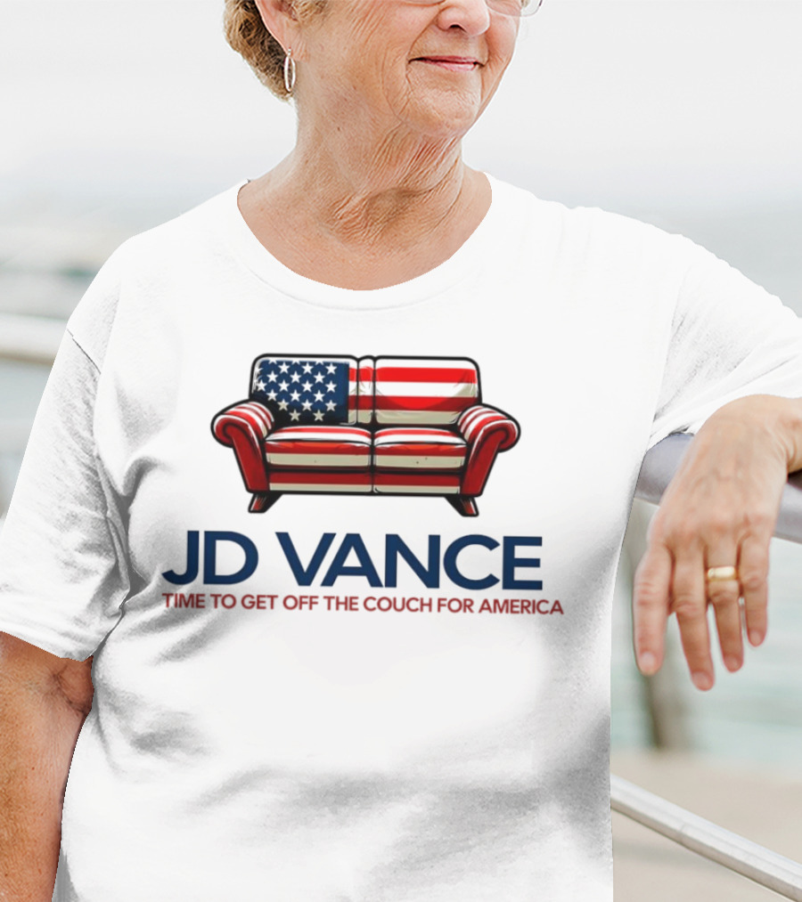 JD Vance Time To Get Off The Couch For America USA Flag Couch T-Shirt