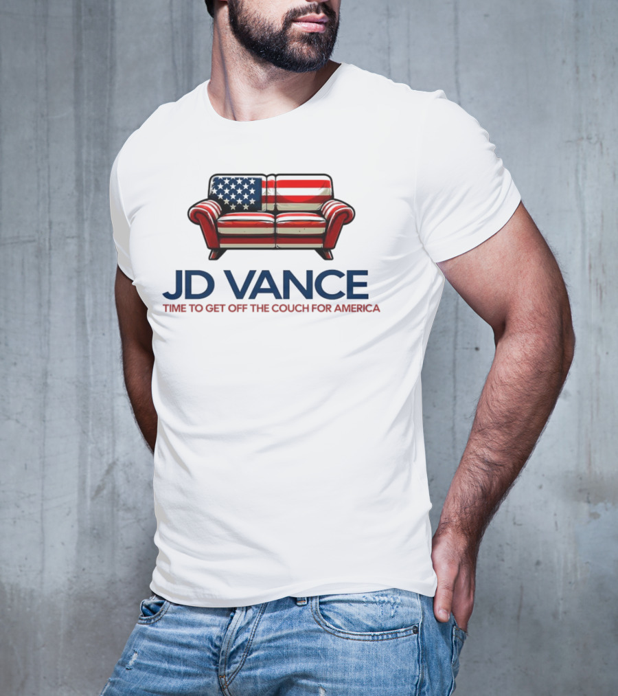 JD Vance Time To Get Off The Couch For America USA Flag Couch T-Shirt
