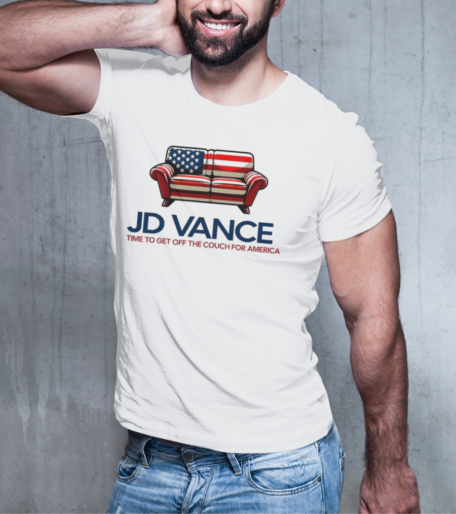 JD Vance Time To Get Off The Couch For America USA Flag Couch T-Shirt