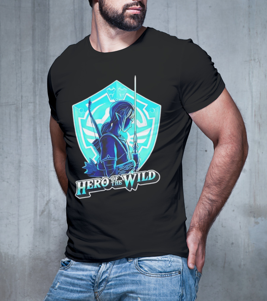 Hero Of The Wild Legend Of Zelda Link Blue Sword And Shield T-Shirt