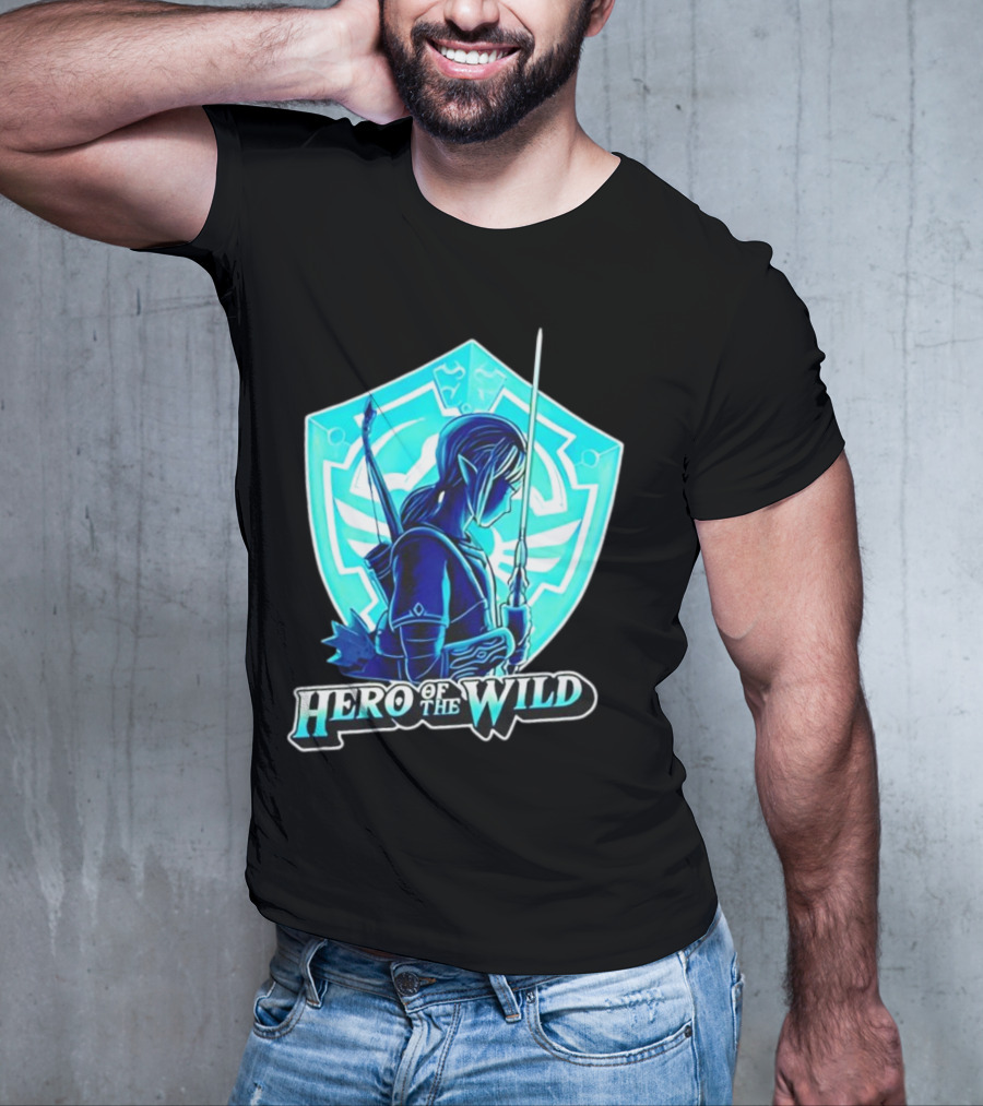 Hero Of The Wild Legend Of Zelda Link Blue Sword And Shield T-Shirt