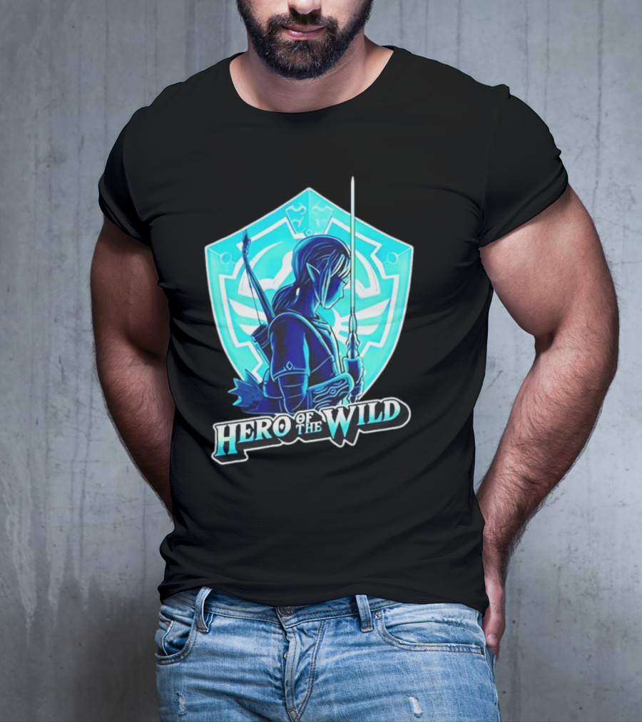 Hero Of The Wild Legend Of Zelda Link Blue Sword And Shield T-Shirt