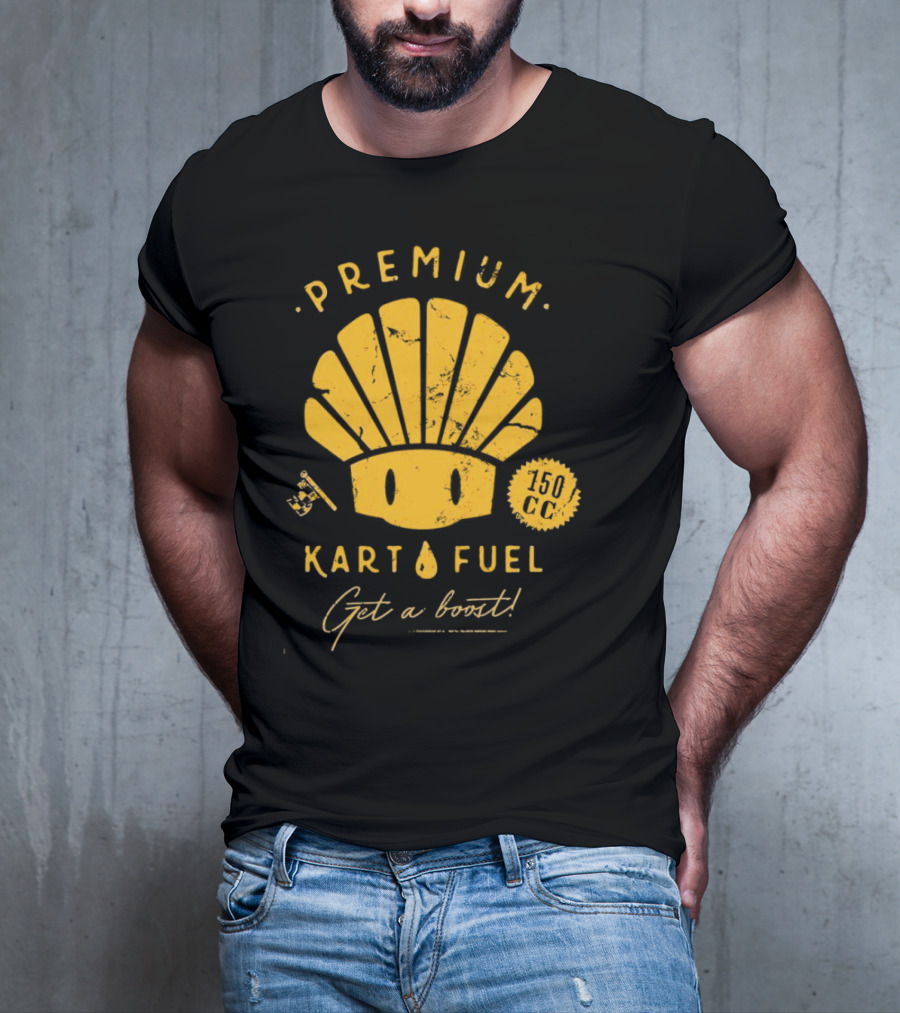 Mario Kart Premium Yellow Shell Kart Fuel 150cc Get A Boost T-Shirt