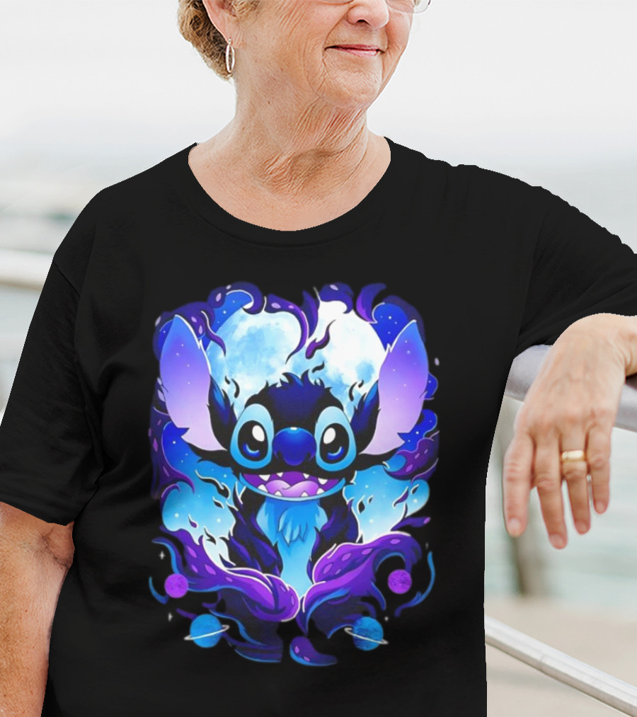 Stitch Experiment 626 Cosmic Darkness Cartoon T-Shirt