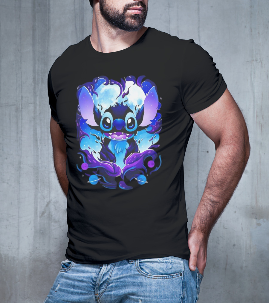 Stitch Experiment 626 Cosmic Darkness Cartoon T-Shirt