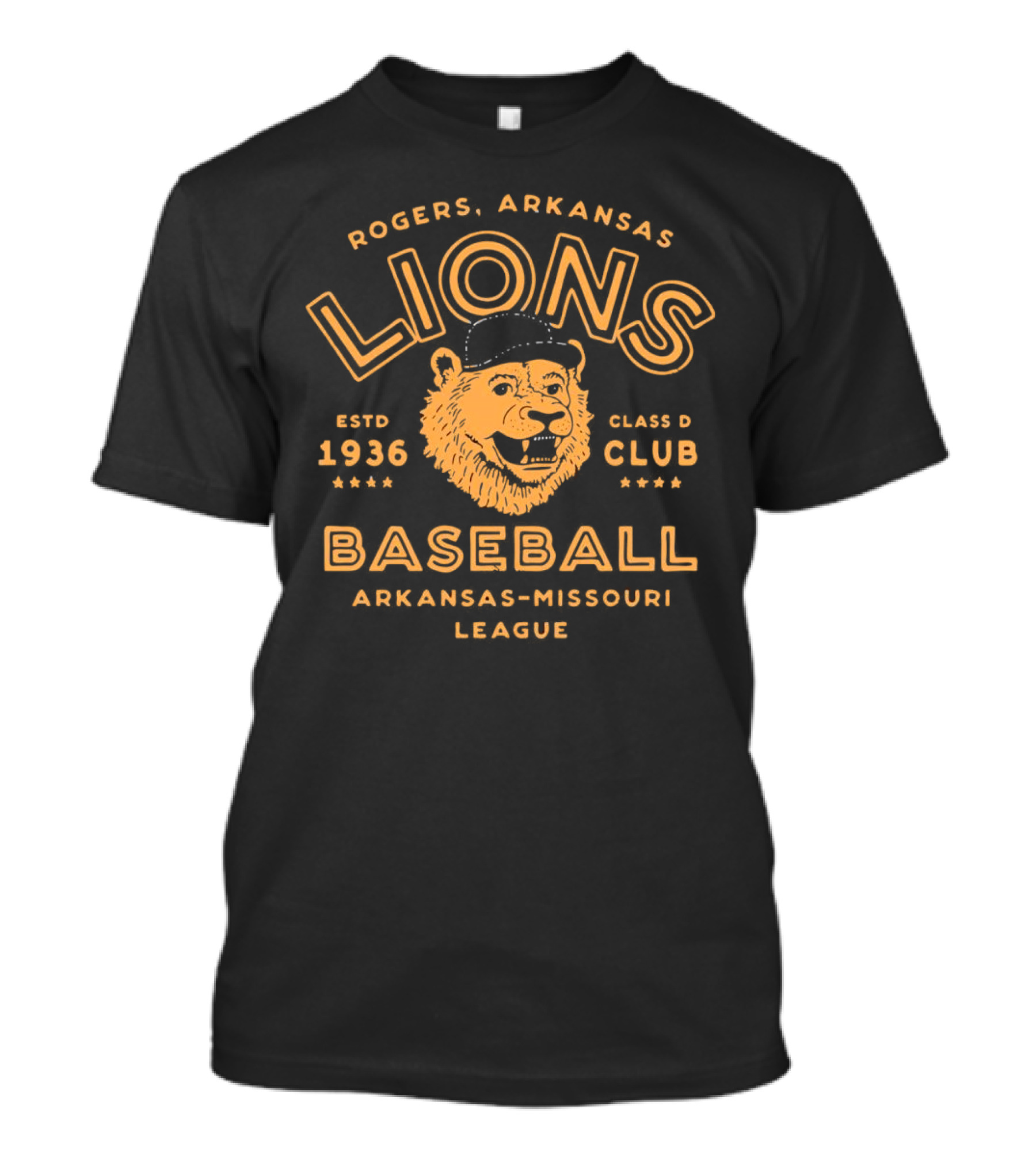 Rogers Arkansas Lions Baseball Estd 1936 Class D Club Arkansas-Missouri League T-Shirt