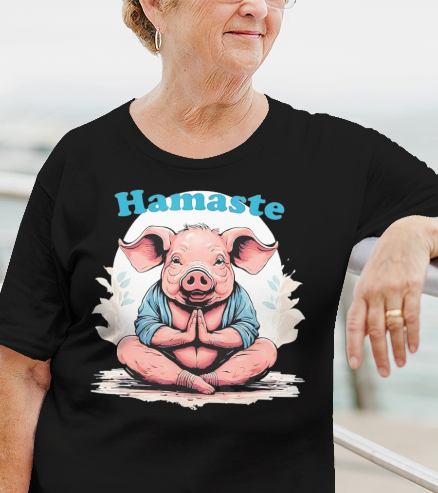 Hamaste Schwein Yoga Namaste Nationaler Humor T-Shirt