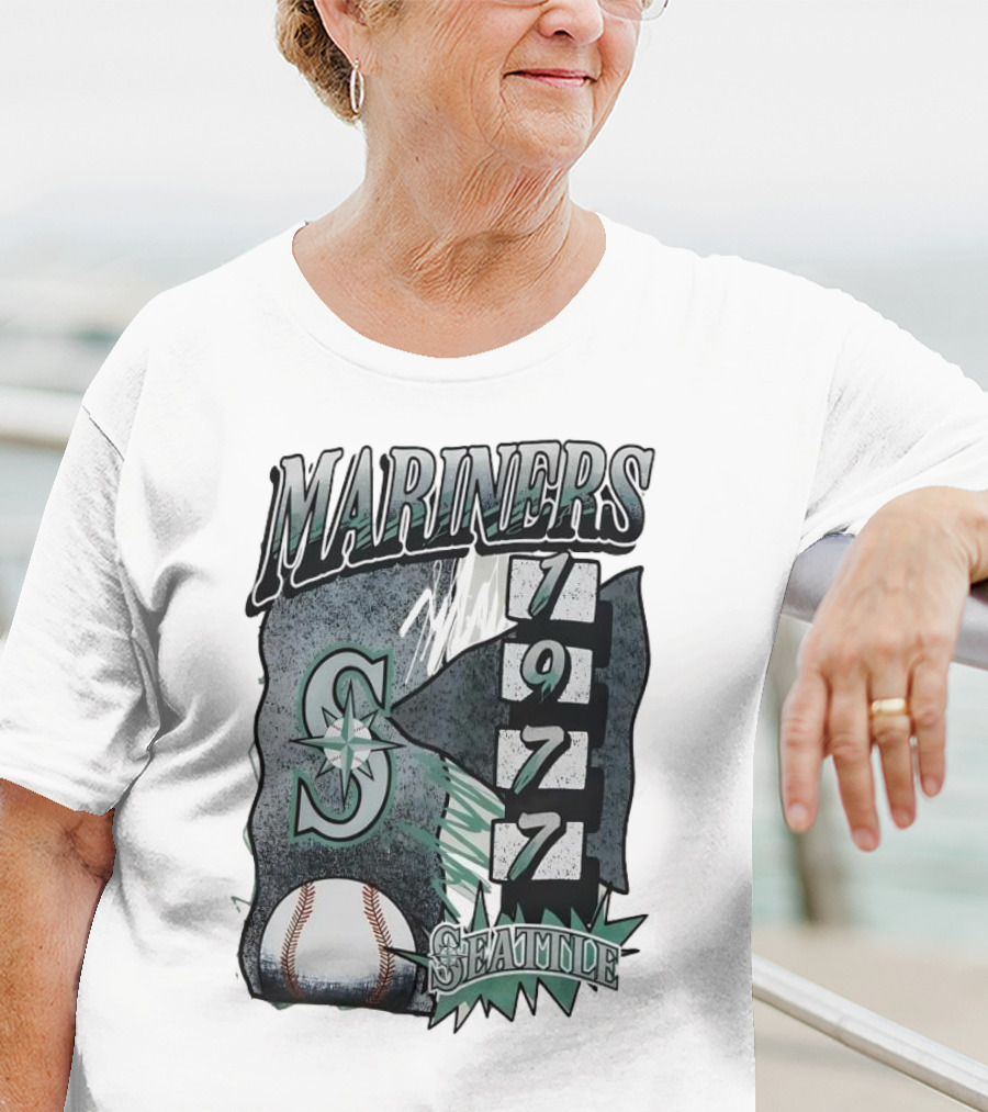 Seattle Mariners 1977 Vintage Overspray Baseball Logo Seattle T-Shirt