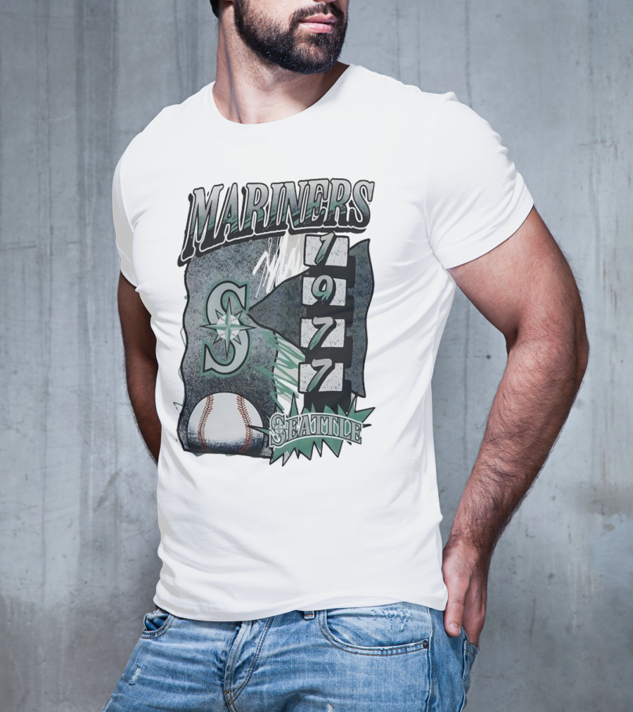 Seattle Mariners 1977 Vintage Overspray Baseball Logo Seattle T-Shirt