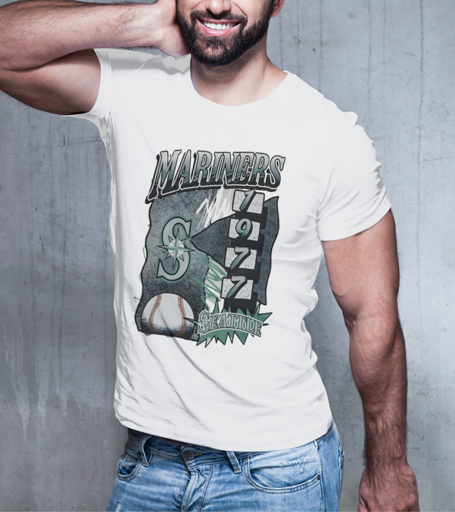 Seattle Mariners 1977 Vintage Overspray Baseball Logo Seattle T-Shirt
