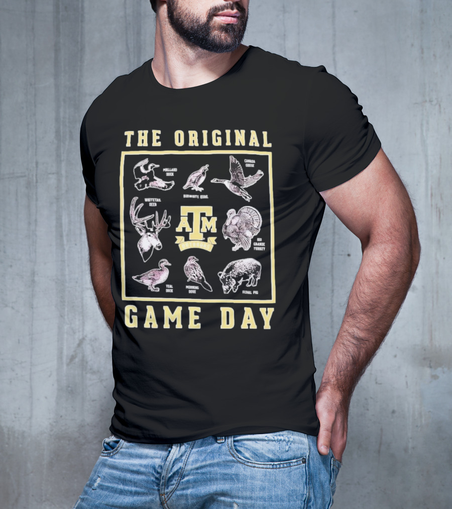 The Original Game Day Texas A&M Outdoors Whitetail Deer Mallard Duck Rio Grande Turkey T-Shirt