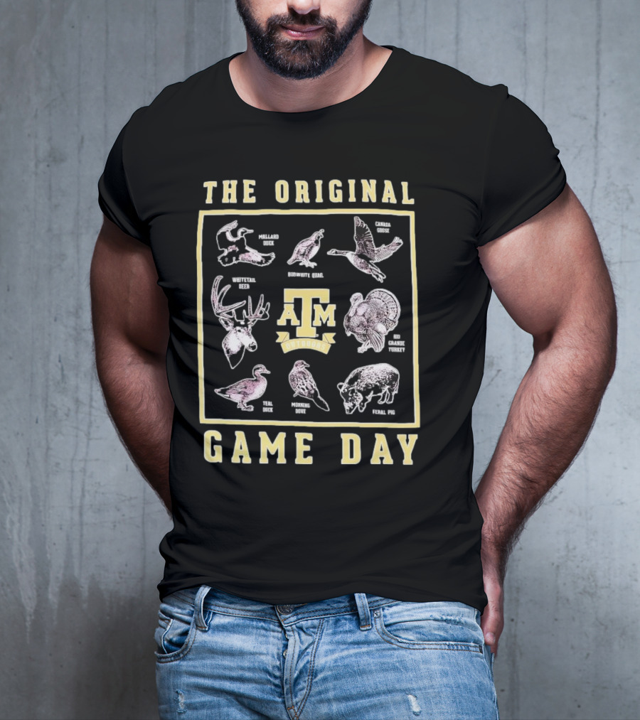 The Original Game Day Texas A&M Outdoors Whitetail Deer Mallard Duck Rio Grande Turkey T-Shirt